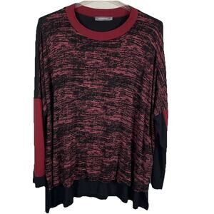 Alembika Tunic Top Women's Large Red Black Abstract Oversized Lagenlook Artsy